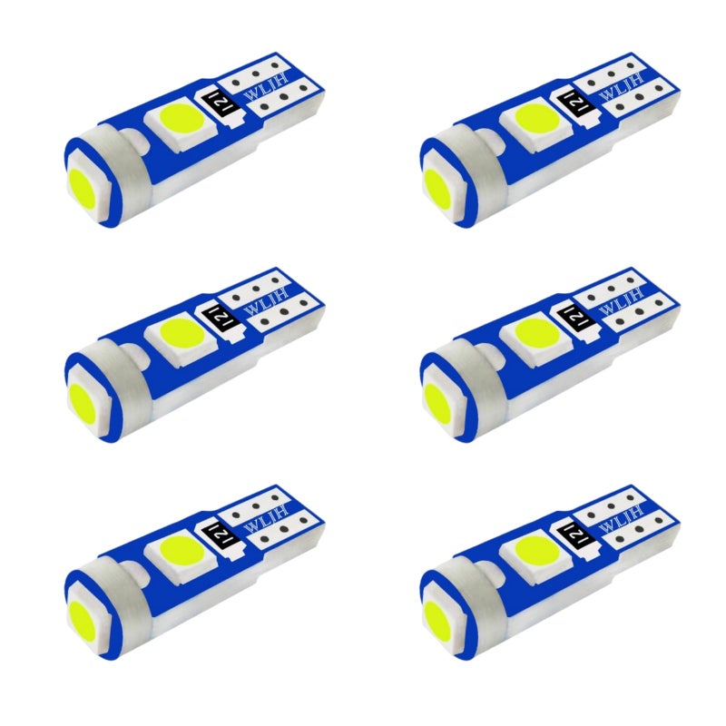 WLJH T5 Led Bulb Canbus Error Free Car Instrument Cluster Dashboard Led Dash Lights Bulb Replacement 74 2721 17 73 74 3030SMD 12V Interior Dome Light (Green,Pack of 6) - Image 1